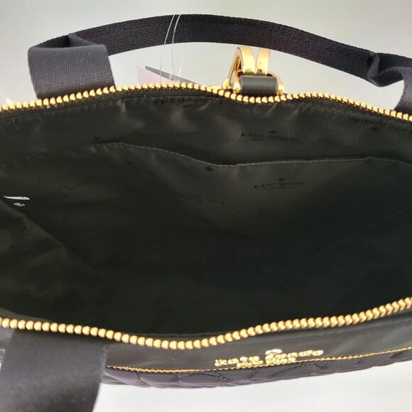Kate Spade KK161 Spade Flower Quilted Fabric Convertible Backpack Laptop Black - Picture 7 of 7